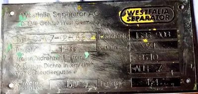 (3) Westfalia OSA 7-02-066 oil purifiers, SS.