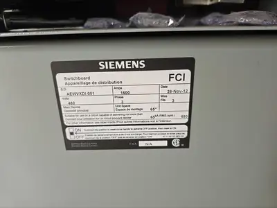 1600 Amp 480 volt Main Disconnect w/ 5 Breakers