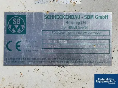 USED Schneckenbau 12" Schneckenbau Screw Conveyor, C/S