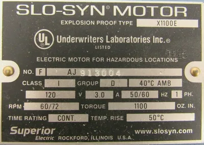 NEW SUPERIOR ELECTRIC X1100E SLO-SYN MOTOR 120V 60/72 RPM