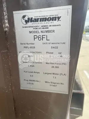 USED 2022 HARMONY P6FL FRONT LOAD COMPACTOR