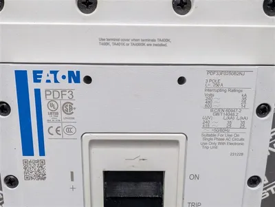 250A Eaton PDF33F0250B2NJ Power Defense Circuit Breaker LSI 3 pole 600VAC New NIB