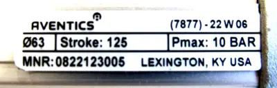 NEW AVENTICS 0822123005 PNEUMATIC CYLINDER PRA 63 X 125
