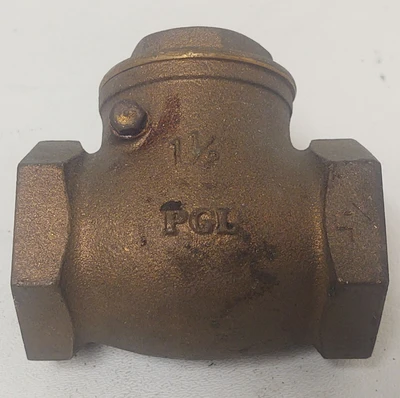 🔥PGL 1-1/2" BRONZE 125S 200 WOG THREADED GATE SWING CHECK VALVE