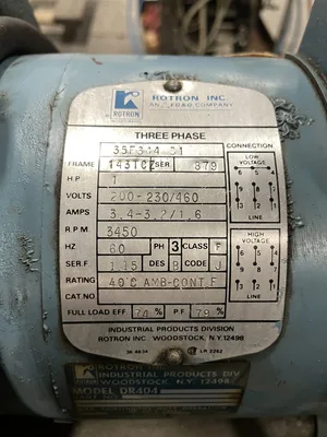 Ametek Rotron DR404 Regenerative Blower/Fan 1HP 3450RPM 3PH