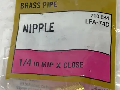 LFA-740 | Everbilt  Brass Pipe Nipple 1/4" x Close LOT OF 5 - New