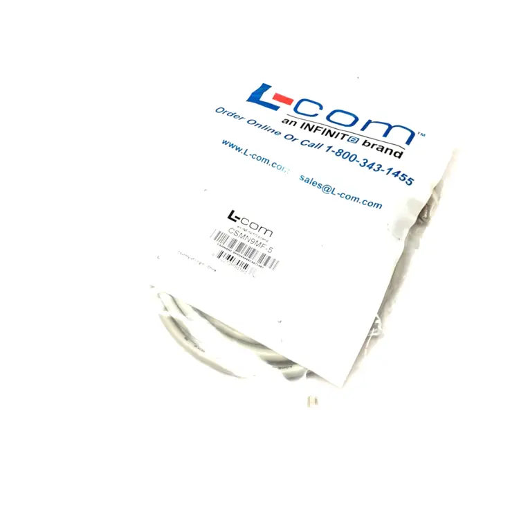 New | in-Stock L-COM DELUXE MOLDED D-SUB CABLE, DB9 MALE / FEMALE, 5.0 FT Cable & Wire | Maverick Industrial Sales #1100902