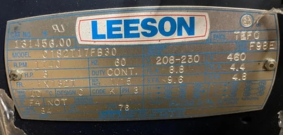 LEESON 3HP ELECTRIC MOTOR - NEW