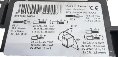 NEW SIEMENS 3RT10361AK64 CONTACTOR 3ZX1012-0RT03-1AA1