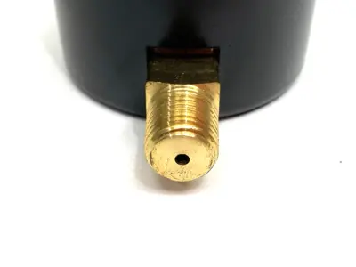 USED NOSHOK PRESSURE GAUGE, MALE 1/4" NPT BOTTOM CONN. BLACK STEEL CASE
