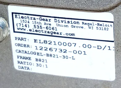 NEW ELECTRA GEAR EL8210007.00 EL-B821-30-L RIGHT ANGLE GEAR REDUCER EL821000700