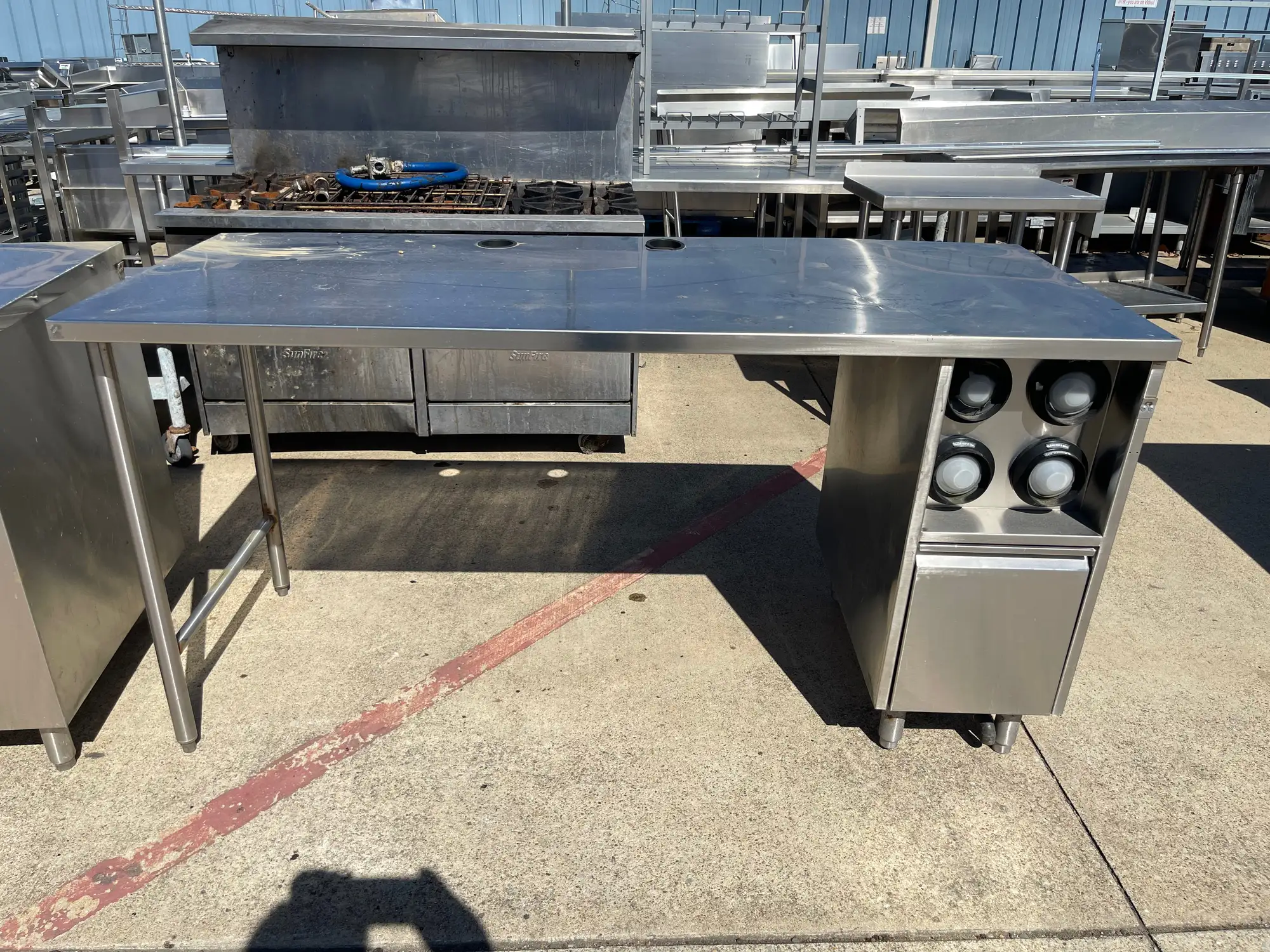Used Falcon Restaurant Supply Used 74" Stainless Steel Drink Station Table - SS300 Underbar Equipment Illinois US | Falcon Restaurant Supply #1375811