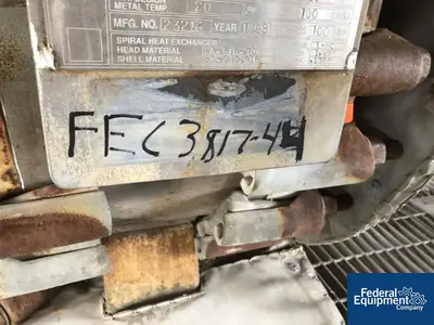 USED Alfa Laval 100 Sq Ft Alfa Laval Spiral Heat Exchanger, S/S, 100/100#