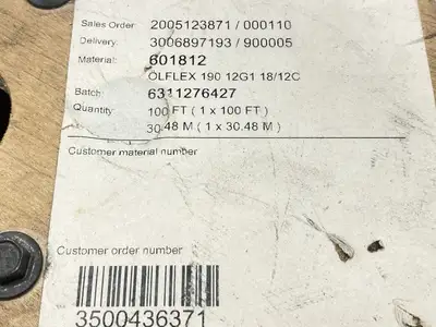 USED LAPP OLFLEX 190 MULTIPLE CONDUCTOR CABLE GRAY 18AWG 12C 80FT SPOOL