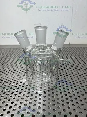 NEW CHEMGLASS CG-1576-04 250ML 3-NECK JACKETED EUROPEAN FLASK 1-CN, 2-SN 24/40 OUTER