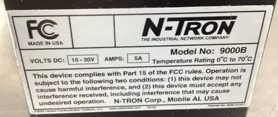 Used N-Tron 9000B PLC Chassis South Carolina US | Palmetto Automation #1161190