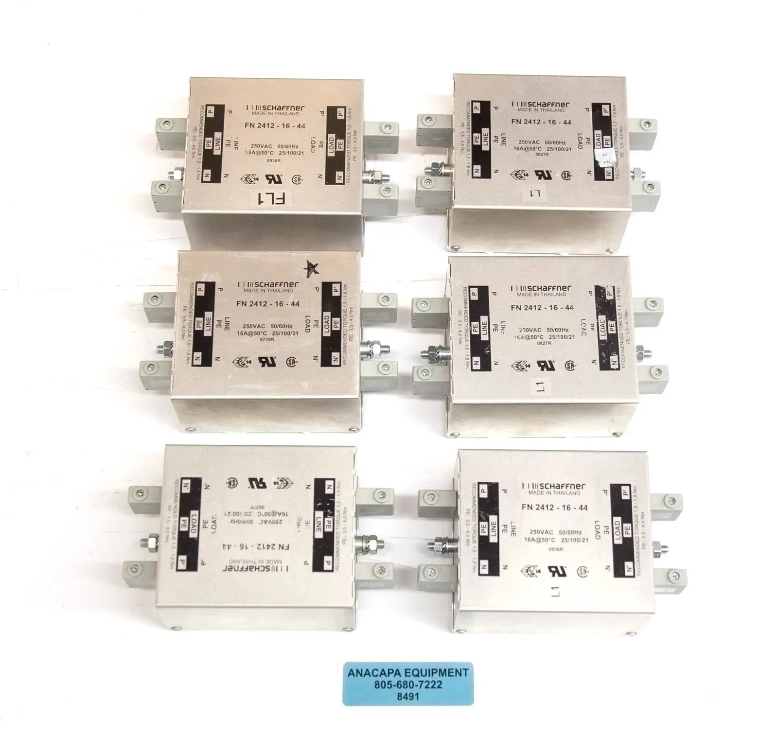 Schaffner FN2412-16-44 EMC/RFI Filter 1-Ph 250VAC 16A DIN Rail USED LOT 8491