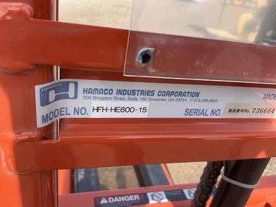 Hamaco manual hydraulic forklift model HFH-HE600-15, 1,322 lb capacity, 31-1/2” x 4” forks, 60” max ...