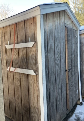 Hunting blind. Approximate max dimensions: Height 92", width 67", depth 90"