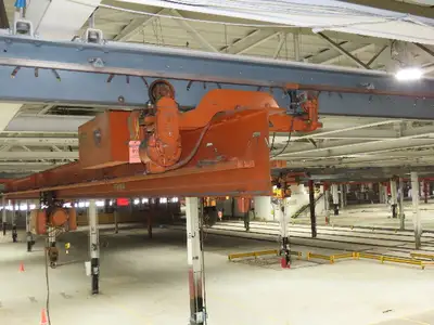 Cleveland Tramrail P&H 1 Ton Single Girder Underhung Bridge Crane 45' 10" Span