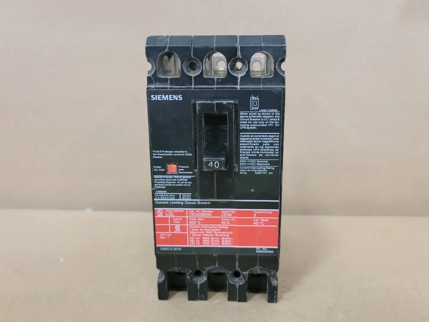 USED SIEMENS CED63B040