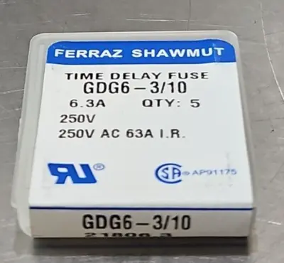 Ferraz Shawmut GDG6 - 3/10 Time Delay Fuse 6.3A 250V Pckw/6 box loc4E16