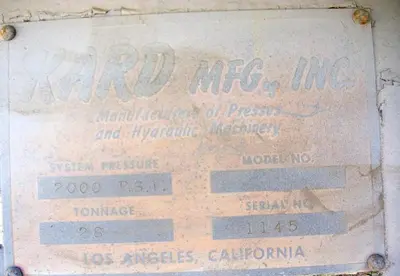 Press, Platen, Juice, Hydraulic, C/st, 28" x 28", #S597229