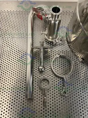USED ALLOY PRODUCTS 45 LITER STAINLESS STEEL REACTOR 50 PSI W/ BOTTOM DRAIN & VALVES