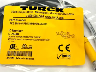 New | in-Stock Turck PKG 3M-0.6-PSG 3M/S90/CS12047 Connector Accessories Michigan US | Maverick Industrial Sales #1502213