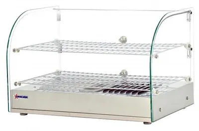 22-inch Countertop Display Warmer with Front Curved Glass and 2 Rear Hinged Doors