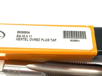 USED HERTEL STRAIGHT FLUTE TAP: 3/4-16 UNF, 4 FLUTE, PLUG CHAMFER HIGH-SPEED