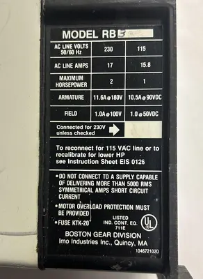 Used BOSTON GEAR RB3R Industrial Controls Ohio US | Surplus Asset Holdings #1337548