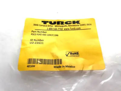 New | in-Stock Turck Double-End Ethernet Cordset, D-Coded, U2-22611 Cable & Wire Michigan US | Maverick Industrial Sales #1393135