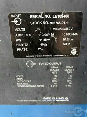 USED MILLER SYNCROWAVE 250 DX
