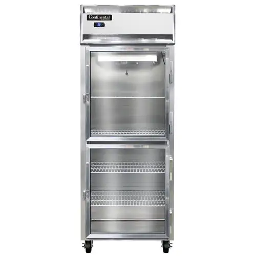Continental 1RESNSAGDHD 28 1/2" One Section Reach In Refrigerator, (2) Right Hinge Glass Doors, 115v