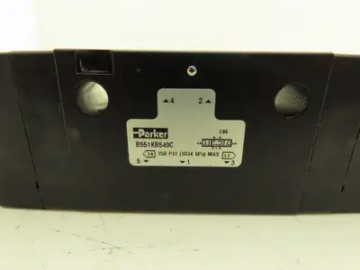 Parker B551KB549C Pneumatic Air Dual Solenoid Valve 24VDC 150PSI 1/4" NPT 5 Way