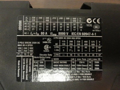 Eaton DIL M50 XTCE050D Magnetic Contactor w/ DIL M150-XHI22 XTCEXFBG22 Cnt Block