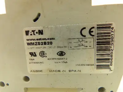 Eaton WMZS2B20 Miniature Circuit Breaker 20A 2 Pole 480VAC