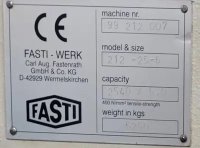 8' x 1/4" FASTI UNIVERSAL CNC FOLDING MACHINE MODEL 212-25-6