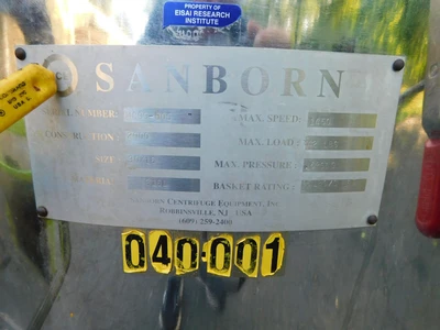 USED SANBORN BASKET CENTRIFUGE 30 X 16