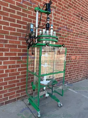 USED CHEMGLASS 150 LITER GLASS REACTOR W/ CHEMGLASS DIGITAL OVERHEAD STIRRER
