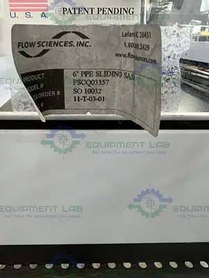 USED FLOW SCIENCES FSCQ03357 6 FT PPE SLIDING SASH VENTED BALANCE SAFETY ENCLOSURE