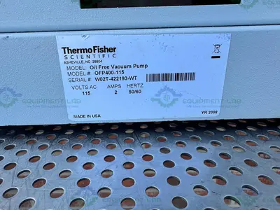 USED THERMO FISHER OFP400-115 OIL FREE VACUUM PUMP 115V 50/60 HZ, 2 AMP