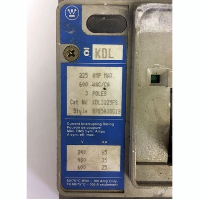 Westinghouse 3 Pole 225 Amp KDL Breaker