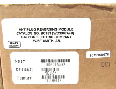 NEW BALDOR RELIANCE BC153 ANTIPLUG REVERSING MODULE WD3007A48