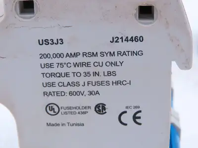 Ferraz-Shawmut US3J3 UltraSafe Fuse Holder 3 Pole 30A 600V Lot Of 7