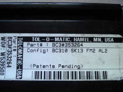 TOLOMATIC THE WEDGE LINEAR CYLINDER BC3#353264 BC310 SK13 FM2 AL2