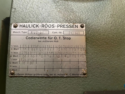 HAULICK-ROOS High Speed Stamping Press