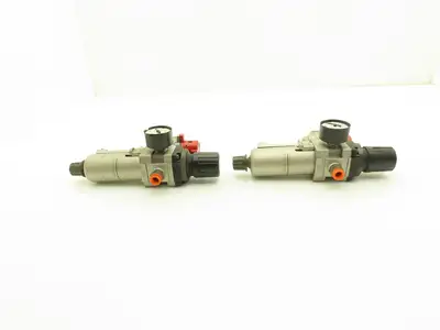 SMC Pneumatic Air Filter Regulator With Lock Out Valve 150 PSI Lot of 2