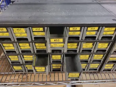 Set of 2 Vintage Metal Parts Drawer Cabinets with 40 Drawers Each